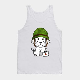 Cute White dog is an army medic Tank Top